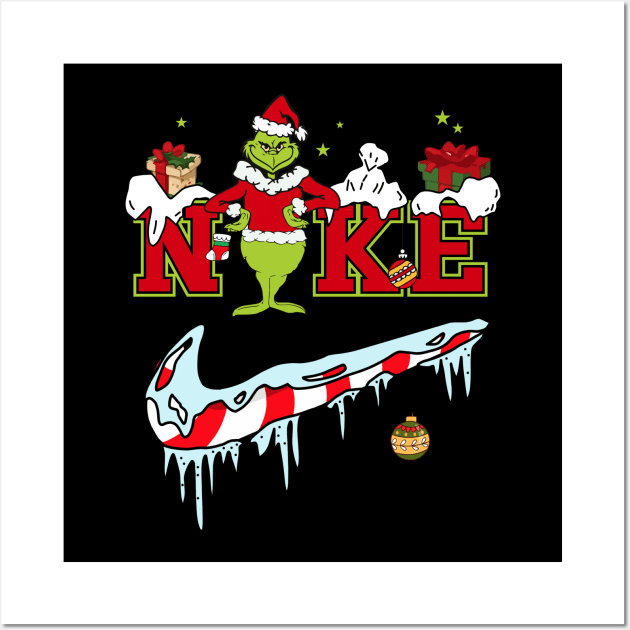 Funny Christmas Grinch Nke Christmas Grinch Snow Wall Art by Archer Expressionism Style